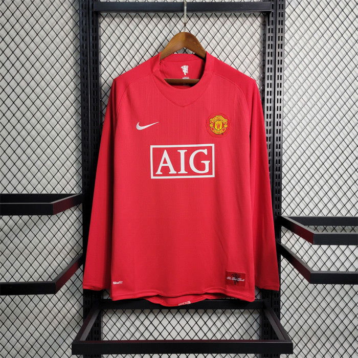 Manchester United Hemmatröja Långärmad Retro 2007/08